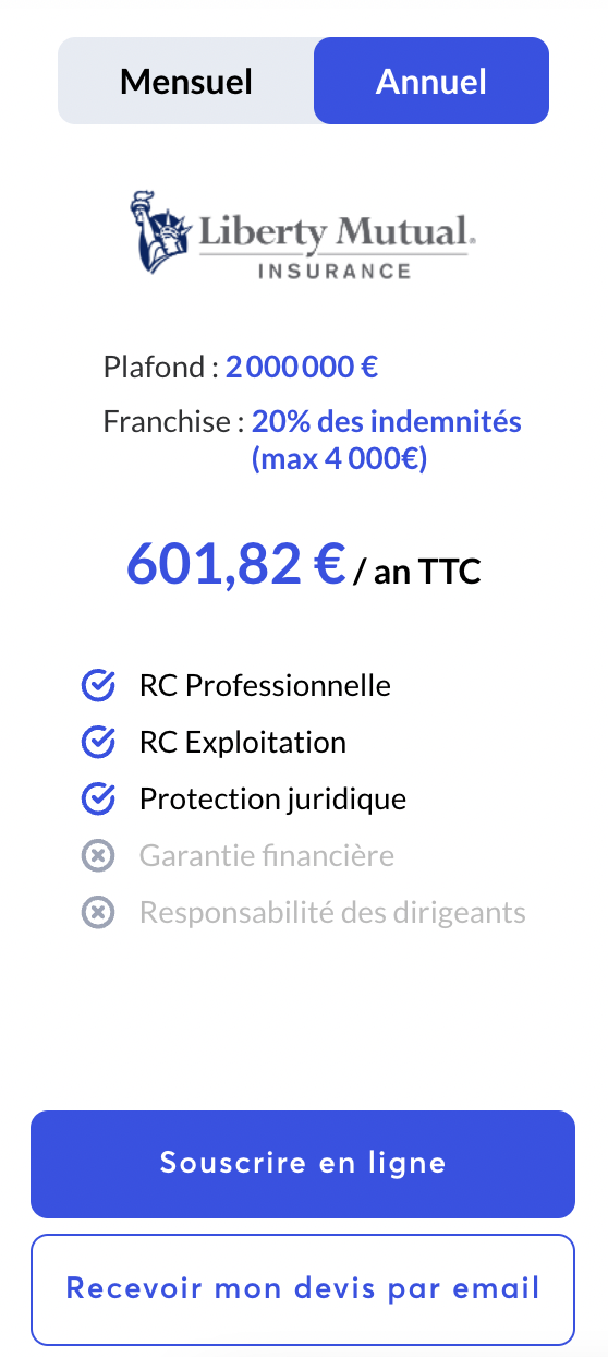 découvrez notre assurance auto-entrepreneur rc pro, conçue spécialement pour protéger votre activité professionnelle. bénéficiez d'une couverture adaptée à vos besoins, avec des garanties flexibles pour vous sécuriser dans l'exercice de votre métier. obtenez un devis rapide et démarrez en toute sérénité.